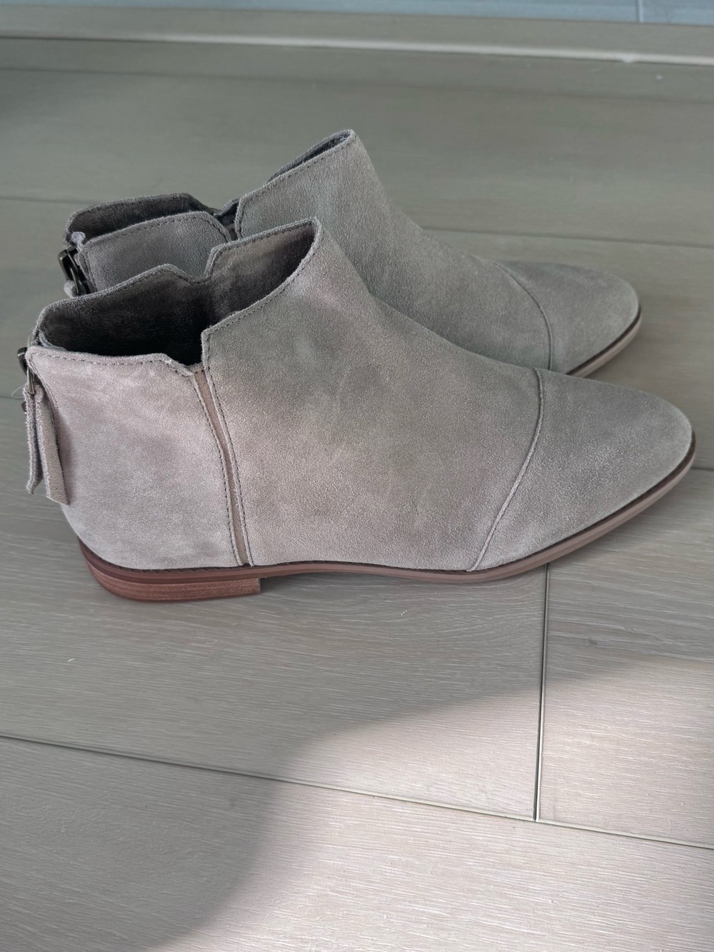 Toms Suede Ankle Booties in Light Gray